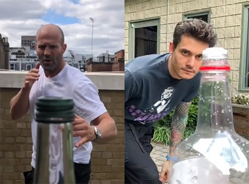 ジェイソン・ステイサムとジョン・メイヤーが“ボトル・キャップ・チャレンジ”に参戦