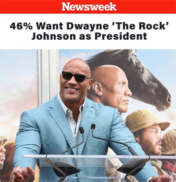 ドウェイン・ジョンソン、「支持率46％」の世論調査を受けて大統領選出馬を予告
 “
