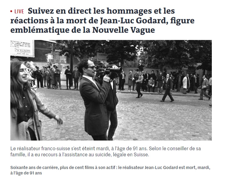 ジャン＝リュック・ゴダール監督死去　91歳　「勝手にしやがれ」「中国女」など　ヌーヴェルヴァーグの旗手
