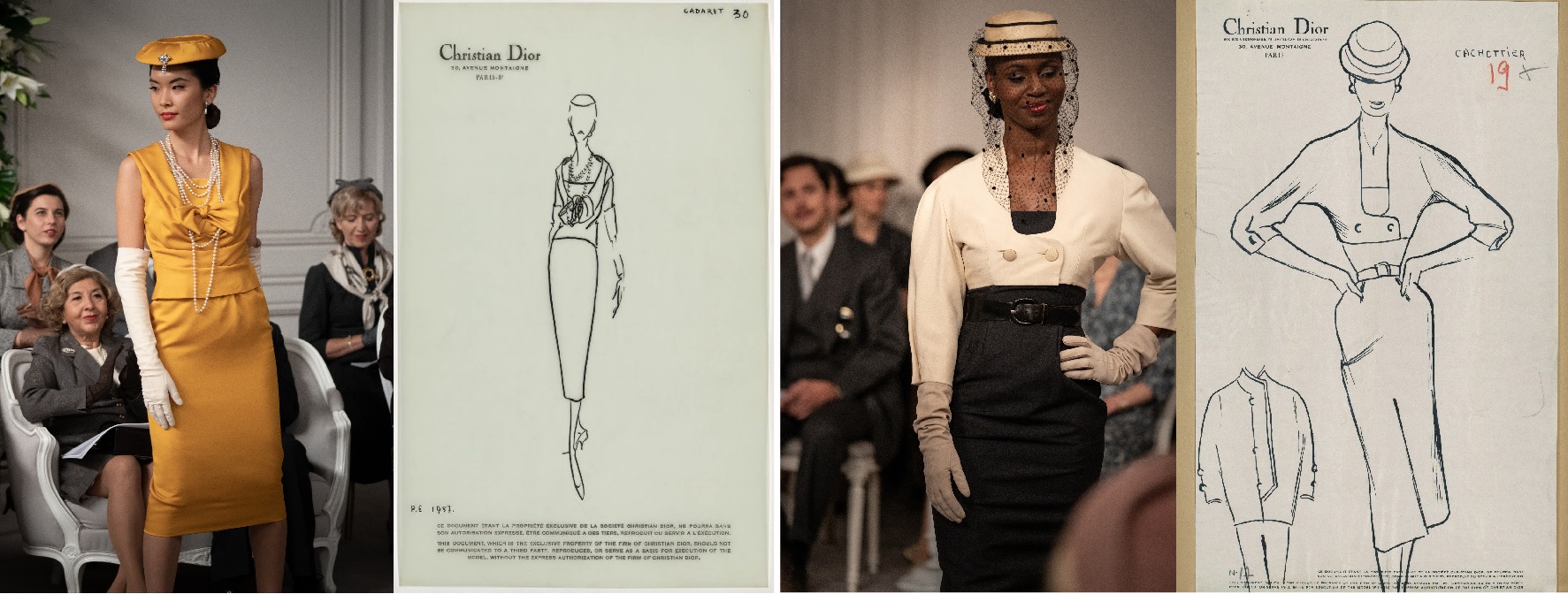 「ミセス・ハリス、パリへ行く」クリスチャン・ディオールがデザインしたドレスの写真とスケッチ画像解禁
