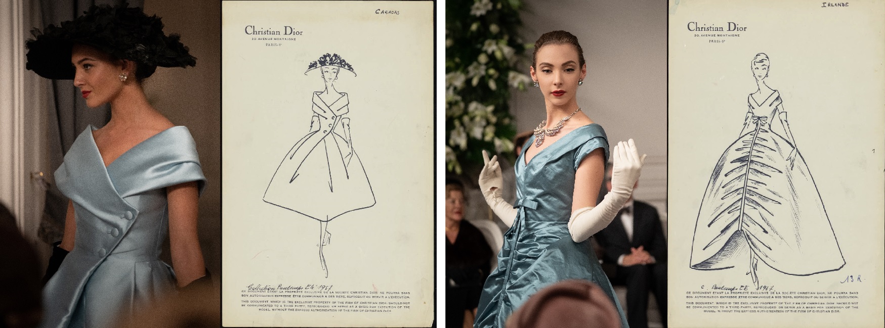 「ミセス・ハリス、パリへ行く」クリスチャン・ディオールがデザインしたドレスの写真とスケッチ画像解禁
