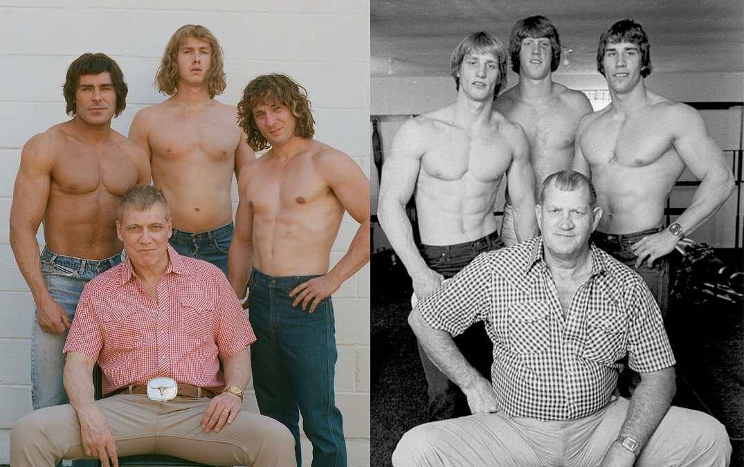 ザック・エフロン主演「アイアンクロー」伝説のプロレス一家との比較写真＆特別映像公開”
