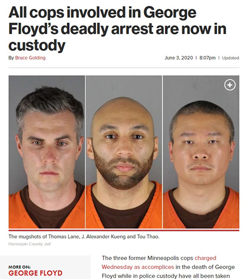 ジョージ・フロイドさん窒息死事件で４人の元警官を第二級殺人罪などで訴追